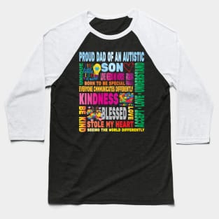 Autism Proud Dad Father Son Love Autistic Kids Autism Awareness Family Baseball T-Shirt